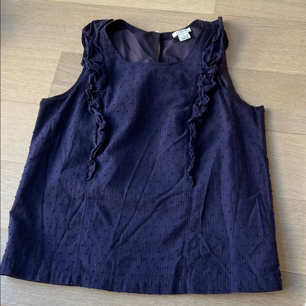 J. Crew Deep Blue Ruffle Blouse